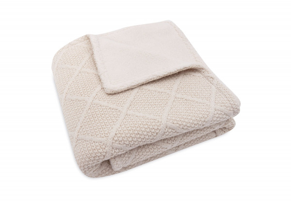 Jollein takar�  - 75x100 cm Check Knit Oatmeal/Teddy Fleece