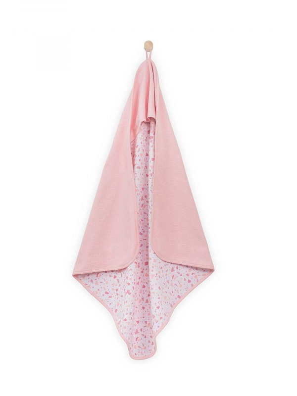 Jollein kapucnis t�r�lk�z� - 75x75cm Tiny waffle soft pink