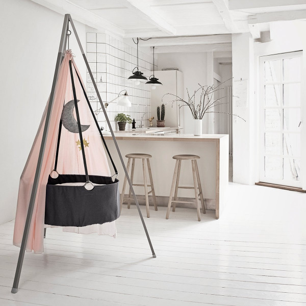 Leander Cradle b�lcs� �llv�nnyal �s baldachinnal - grey